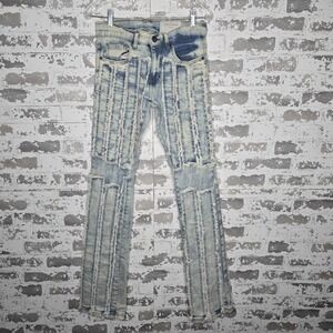 FWRD Denim Jeans Mens 29x36 Fit 3 Stacked  Light Blue Wash Low Rise Flare Leg